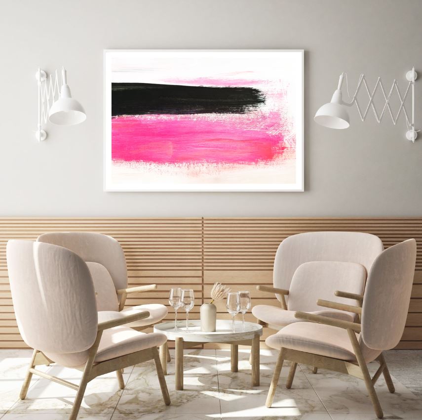 Pink & Black Paint Strokes Design Home Decor Premium Quality Poster Print Choose Your Sizes