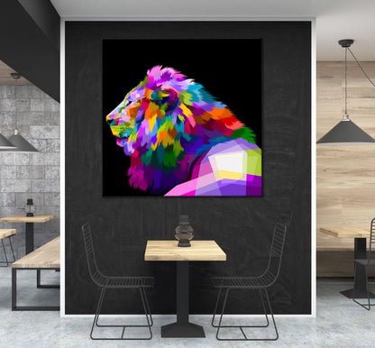 Square Canvas Abstract Lion Design High Quality Print 100% Australian Made