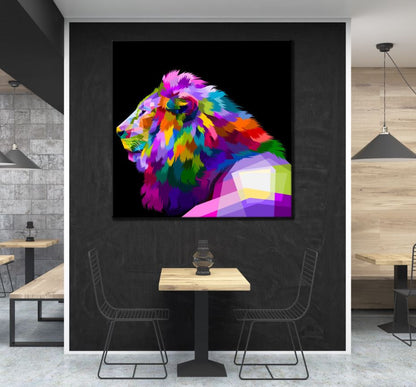 Square Canvas Abstract Lion Design High Quality Print 100% Australian Made