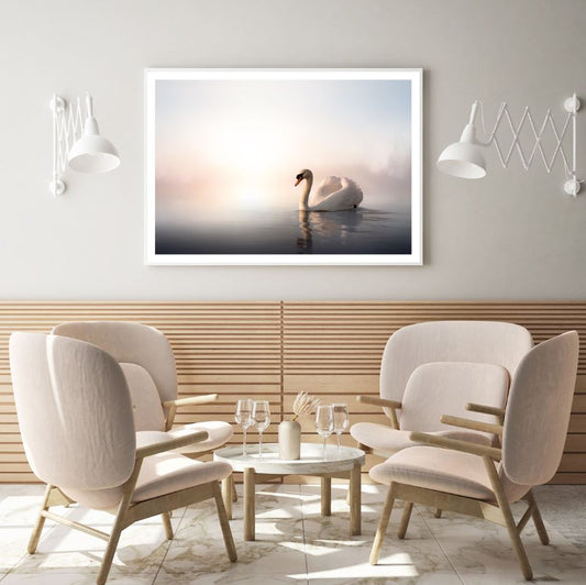 Swan on a Lake Photograph Home Decor Premium Quality Poster Print Choose Your Sizes