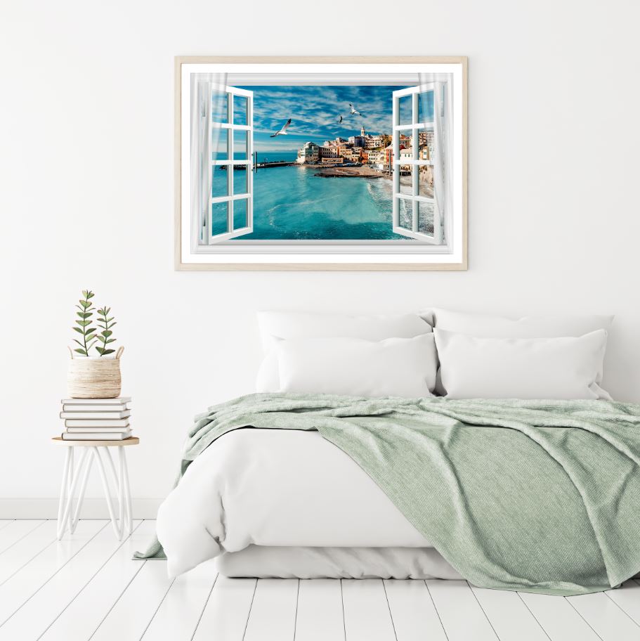 City Near Sea Window Scenery View Home Decor Premium Quality Poster Print Choose Your Sizes