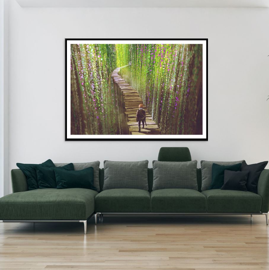 Wooden Pier & Flower Vines Paint Home Decor Premium Quality Poster Print Choose Your Sizes