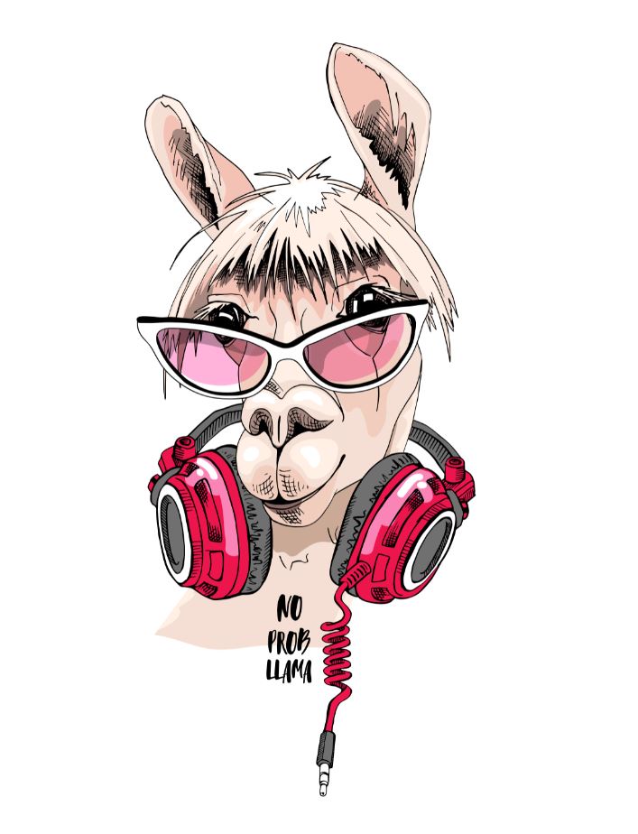 Alpaca with Glasses Vector Art Home Decor Premium Quality Poster Print Choose Your Sizes