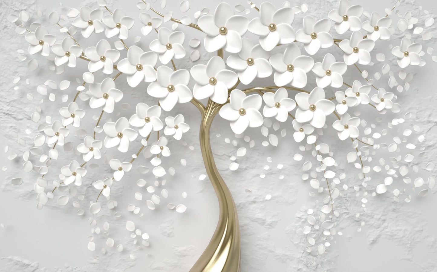 White & Gold Flower Tree Design Home Decor Premium Quality Poster Print Choose Your Sizes