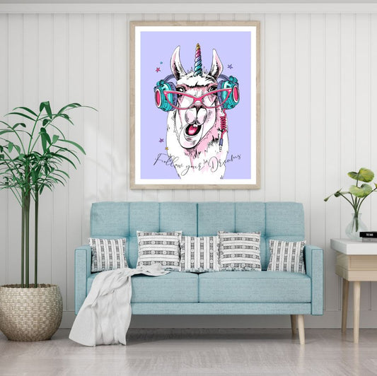 Llama Portrait Colorful Painting Home Decor Premium Quality Poster Print Choose Your Sizes