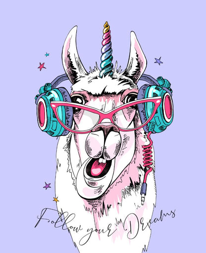 Stylish Llama with Sunglass Painting Print 100% Australian Made