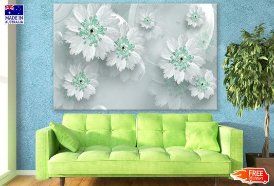 Green & White 3D Floral Design Print 100% Australian Made