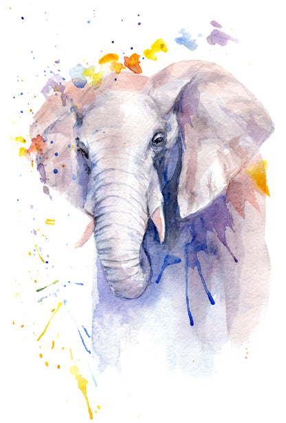 Elephant Portrait Watercolour Painting Print 100% Australian Made