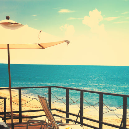 Square Canvas Beach Hut Near Sea Photograph High Quality Print 100% Australian Made