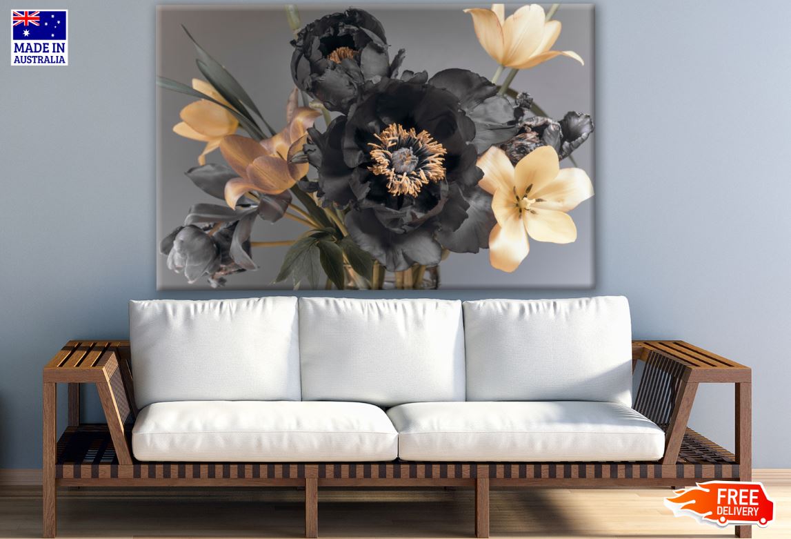 Black & Gold Abstract Floral Design Print 100% Australian Made