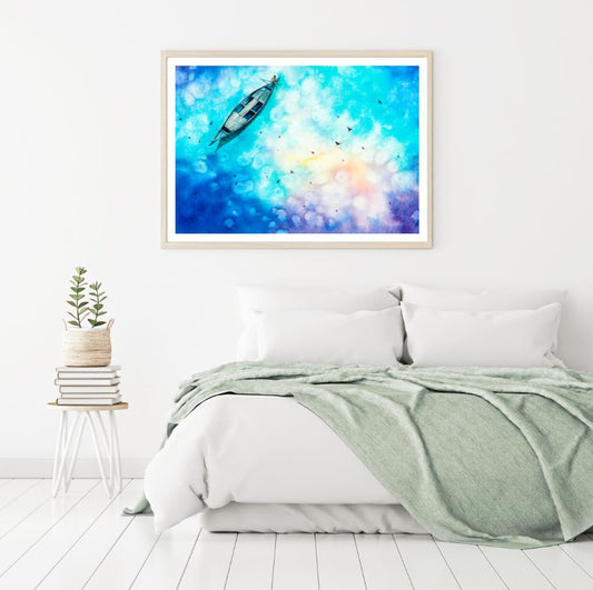 Boat on Sea Watercolor Painting Home Decor Premium Quality Poster Print Choose Your Sizes