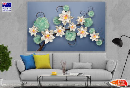 Flowers on Pond 3D Design Print 100% Australian Made