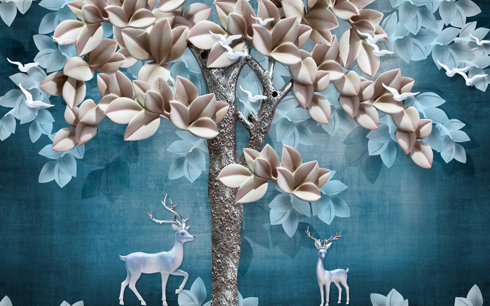 Tree & Deer 3D Design Print 100% Australian Made