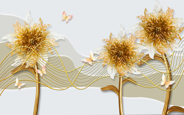 3D Gloden Floral Design Print 100% Australian Made