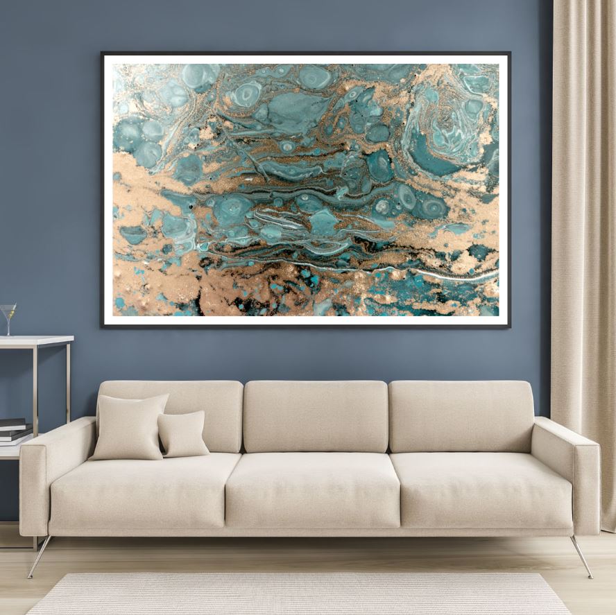 Grey & Gold Abstract Design Home Decor Premium Quality Poster Print Choose Your Sizes