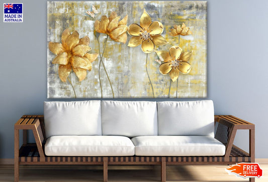 Gold Floral Abstract Design Print 100% Australian Made