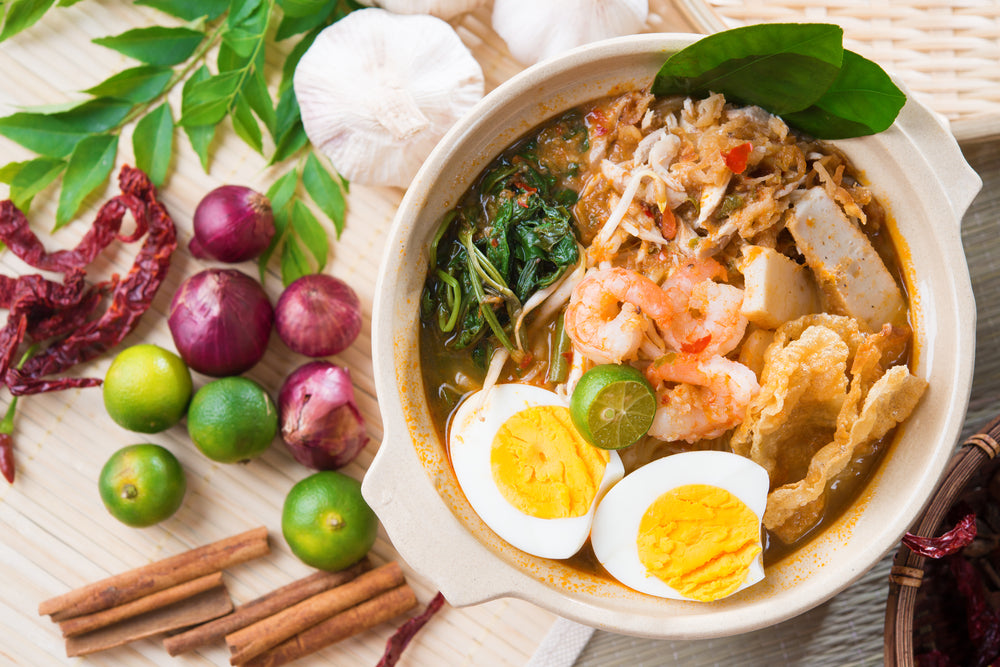 Freshly Cooked Prawn Noodles with Boiled Eggs Asian Cuisine Kitchen & Restaurant Print 100% Australian Made