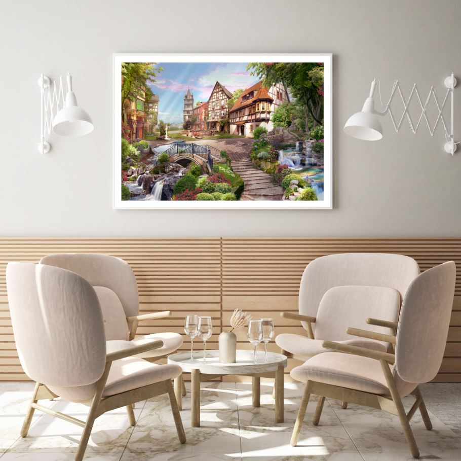 Village Scenery Digital Art Design Home Decor Premium Quality Poster Print Choose Your Sizes