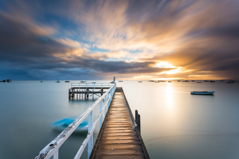 Wooden Pier Over Lake Sunset View Home Decor Premium Quality Poster Print Choose Your Sizes