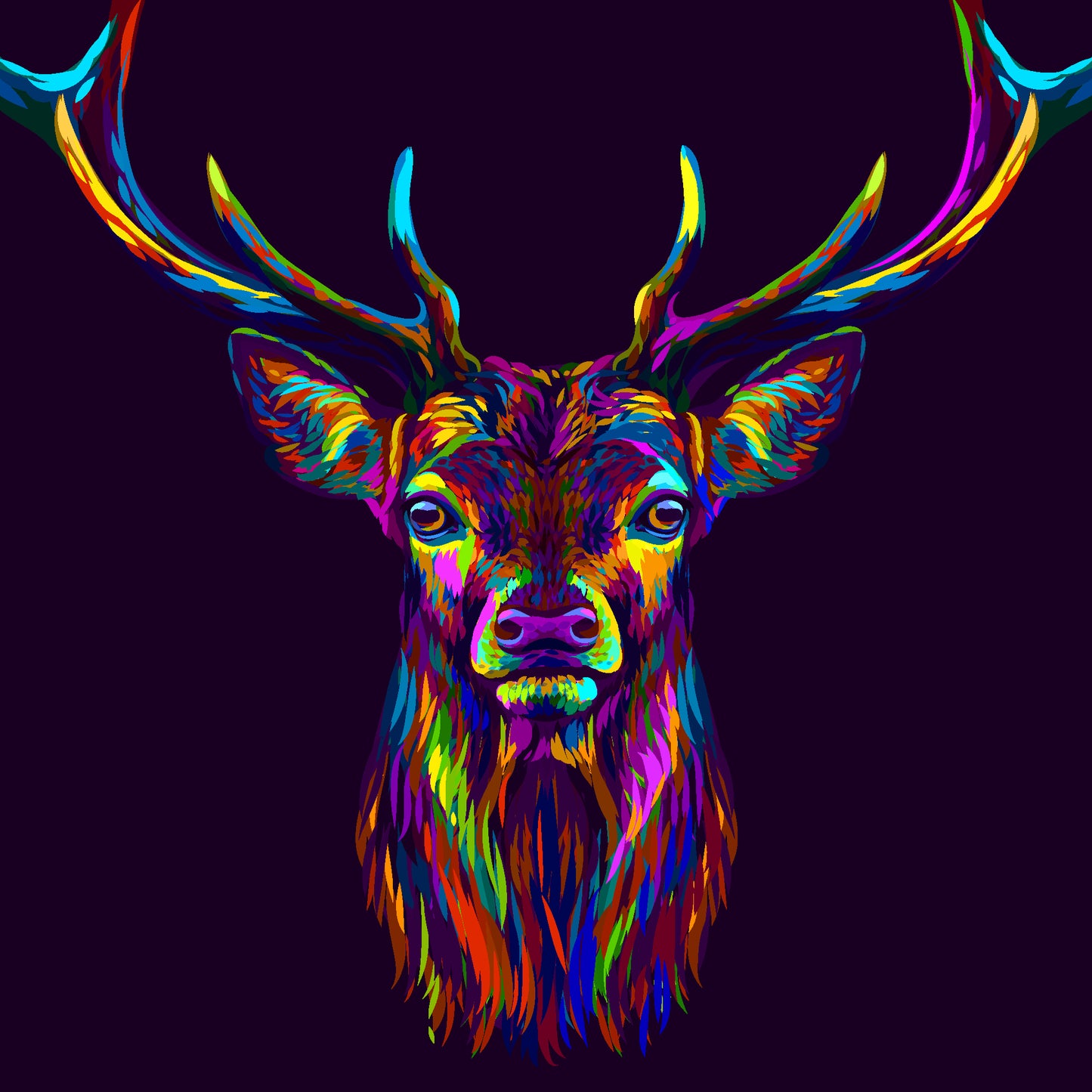 Multi-colour Deer Portrait Neon Print 100% Australian Made