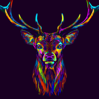 Multi-colour Deer Portrait Neon Print 100% Australian Made