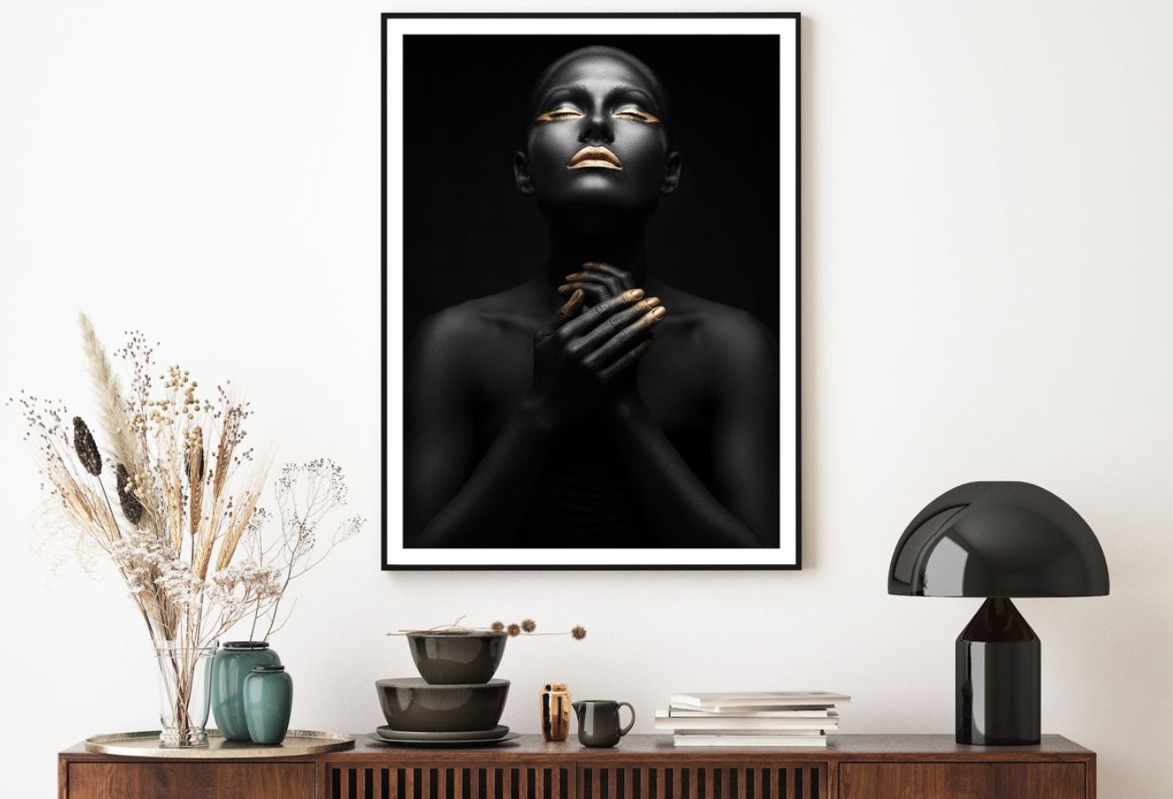 Girl with Black & Gold Makeup Portrait Photograph Home Decor Premium Quality Poster Print Choose Your Sizes