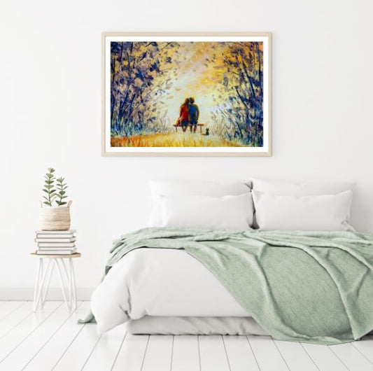 Couple in a Park Oil Painting Home Decor Premium Quality Poster Print Choose Your Sizes