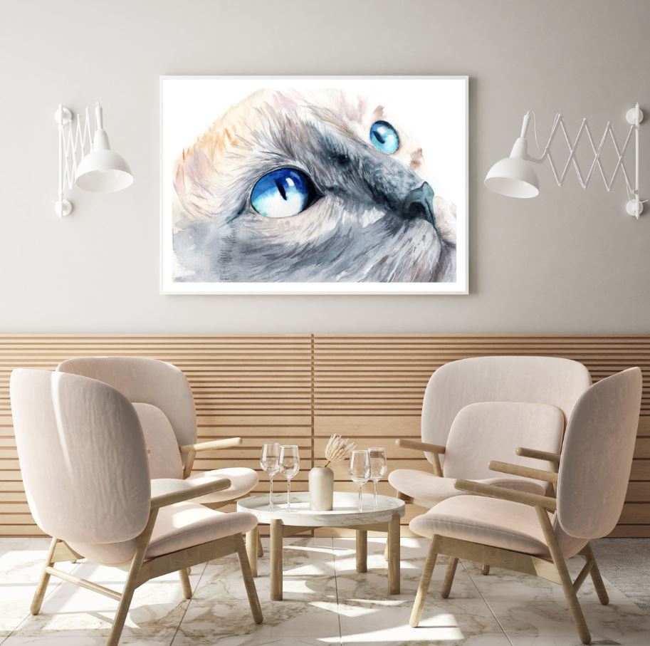 Cat Portrait Watercolor Painting Home Decor Premium Quality Poster ...