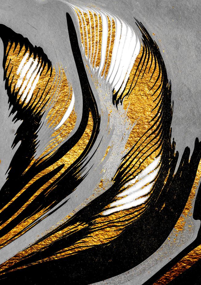 Gold, Black & White Abstract Design Print 100% Australian Made