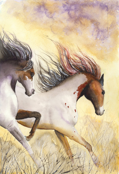 Running Horses Portrait Painting Print 100% Australian Made