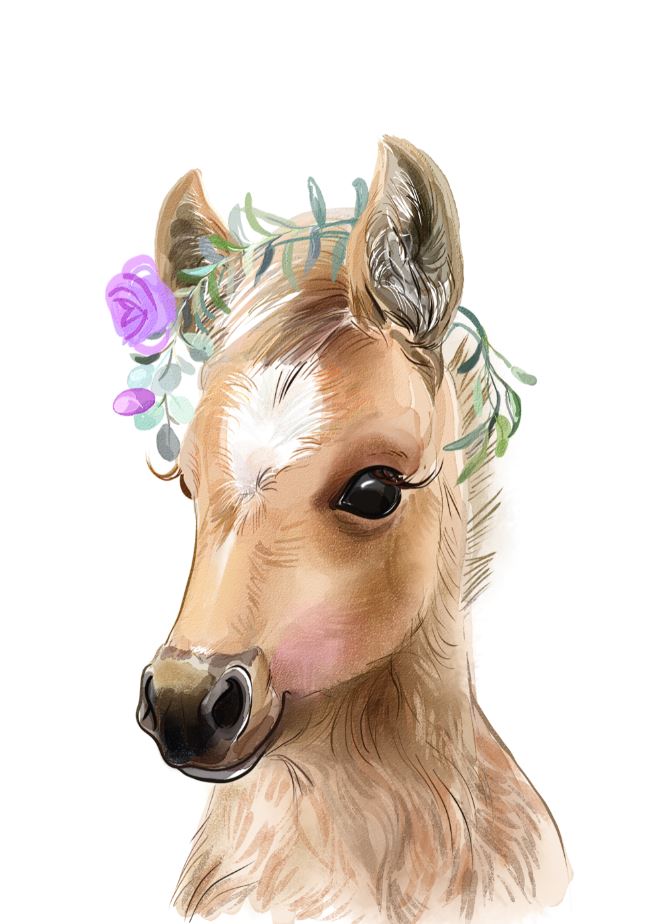 Horse with Floral Headdress Watercolor Painting Print 100% Australian Made