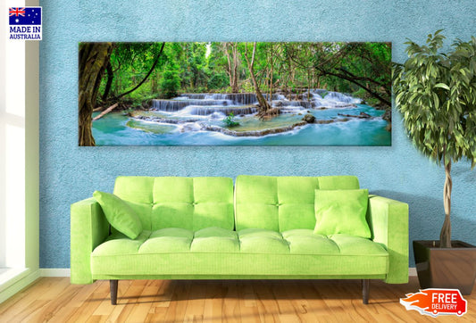 Panoramic Canvas Waterfall Scenery High Quality 100% Australian Made Wall Canvas Print Ready to Hang