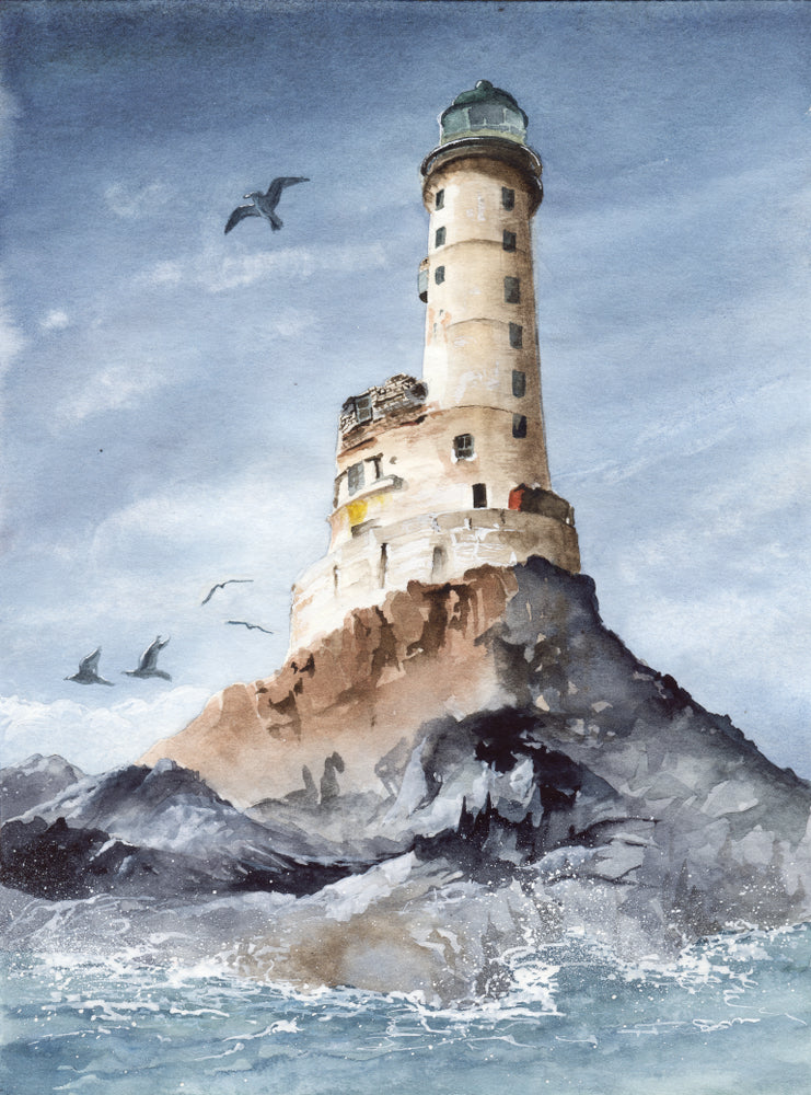 Light House in Beach Painting Print 100% Australian Made