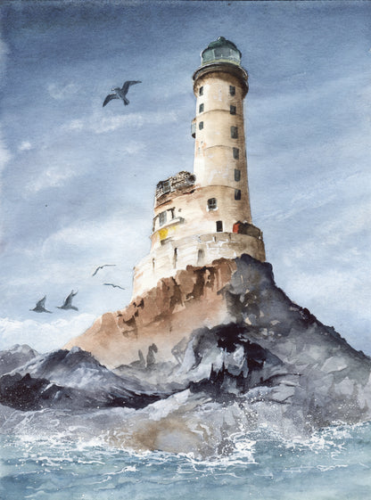 Light House in Beach Painting Print 100% Australian Made