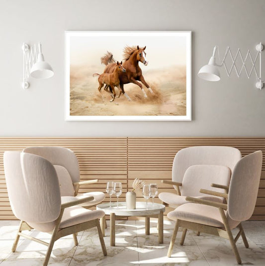 Horses Running on Field Photograph Home Decor Premium Quality Poster Print Choose Your Sizes