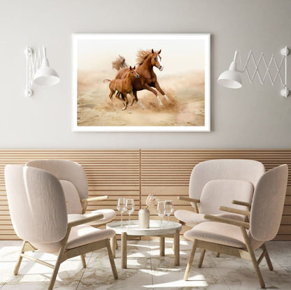 Horse Running on Sand Photograph Home Decor Premium Quality Poster Print Choose Your Sizes