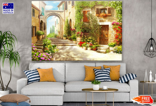 Village Houses Street View Print 100% Australian Made