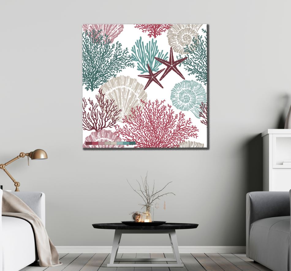 Square Canvas Underwater Life Vector Paint High Quality Print 100% Australian Made