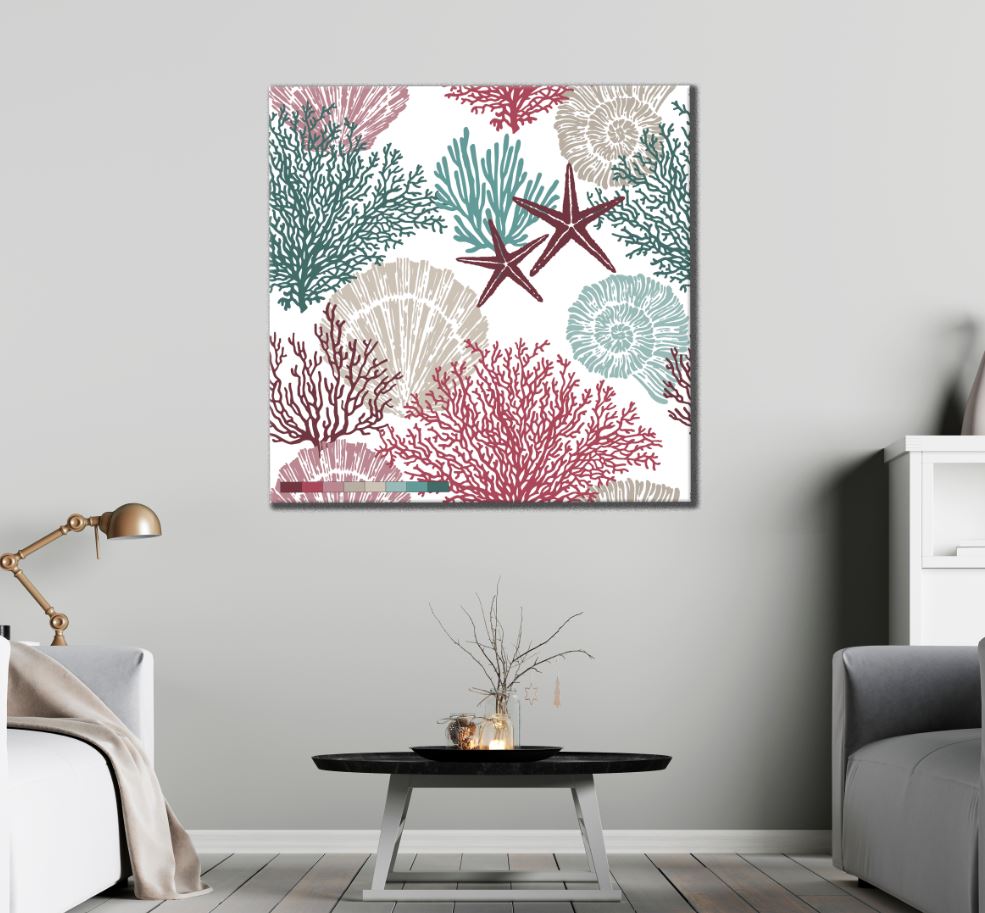 Square Canvas Star Fish & Reef Design High Quality Print 100% Australian Made