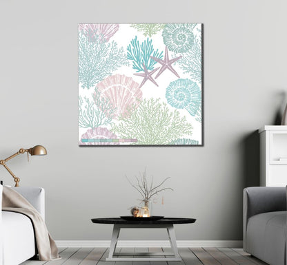 Square Canvas Star Fish & Reef Design High Quality Print 100% Australian Made