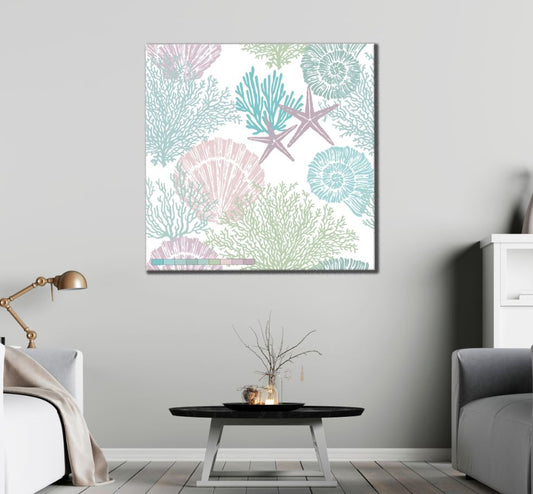 Square Canvas Star Fish & Reef Design High Quality Print 100% Australian Made