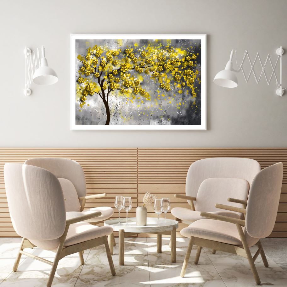 Yellow Flowers Tree 3D Design Home Decor Premium Quality Poster Print Choose Your Sizes