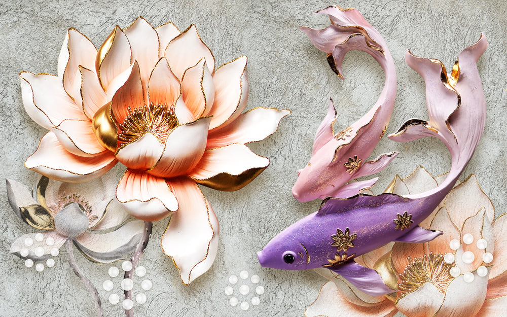 Fish & Flowers 3D Design Print 100% Australian Made