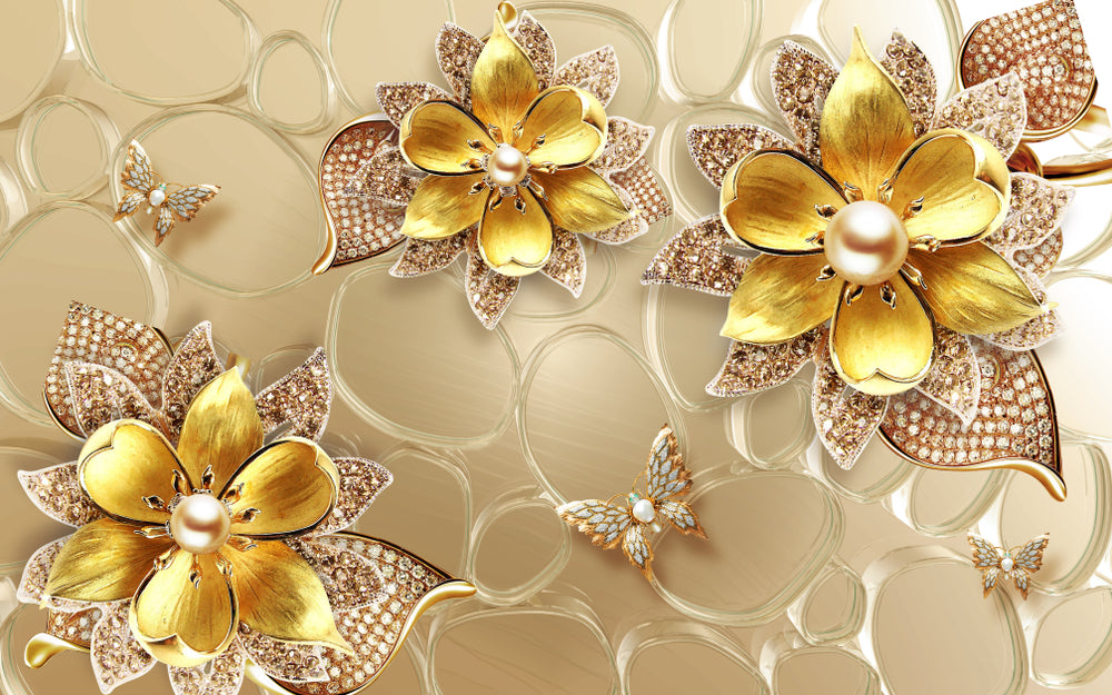 Gold & Silver 3D Floral Design Print 100% Australian Made