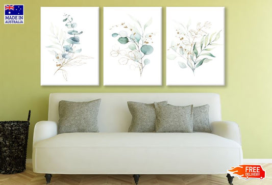 3 Set of Plants Watercolor Painting High Quality Print 100% Australian Made Wall Canvas Ready to Hang