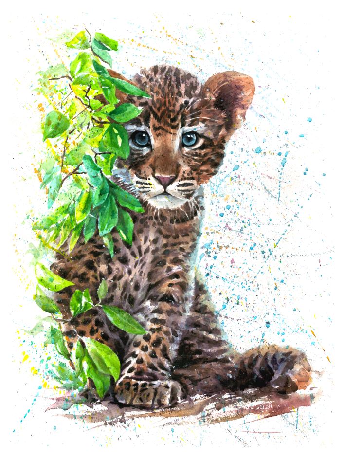 Tiger Cub Watercolor Painting Print 100% Australian Made