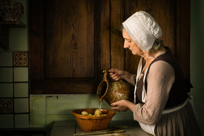 Renaissance Portrait of a Woman Preparing Food in an Antique Kitchen Print 100% Australian Made