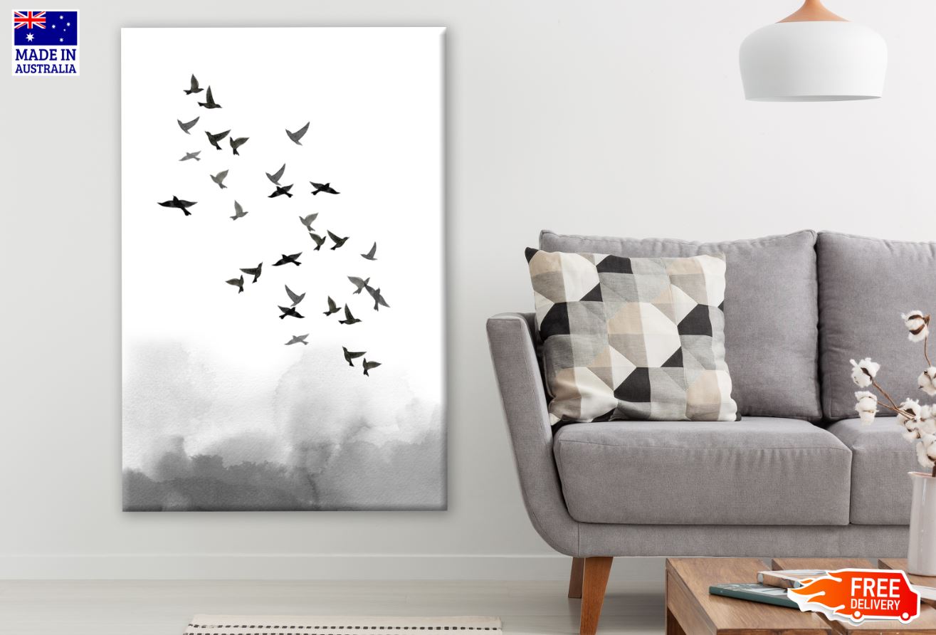 Bird Flying B&W Watercolor Painting Print 100% Australian Made