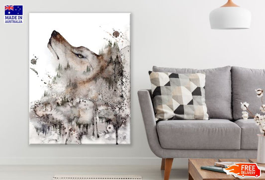 Wolf Portrait Watercolor Painting Print 100% Australian Made