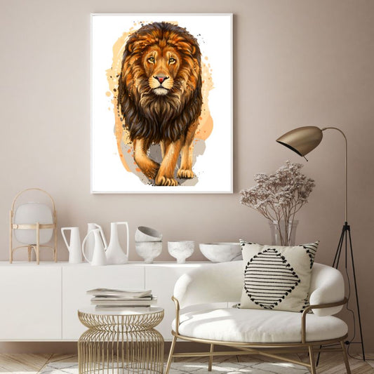 Walking Lion Watercolor Painting Home Decor Premium Quality Poster Print Choose Your Sizes